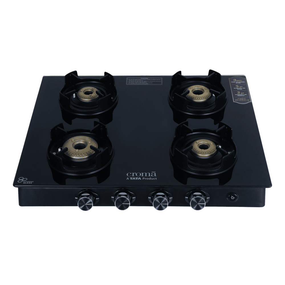 Buy Croma AG279205 Toughened Glass Top 4 Burner Automatic Gas Stove